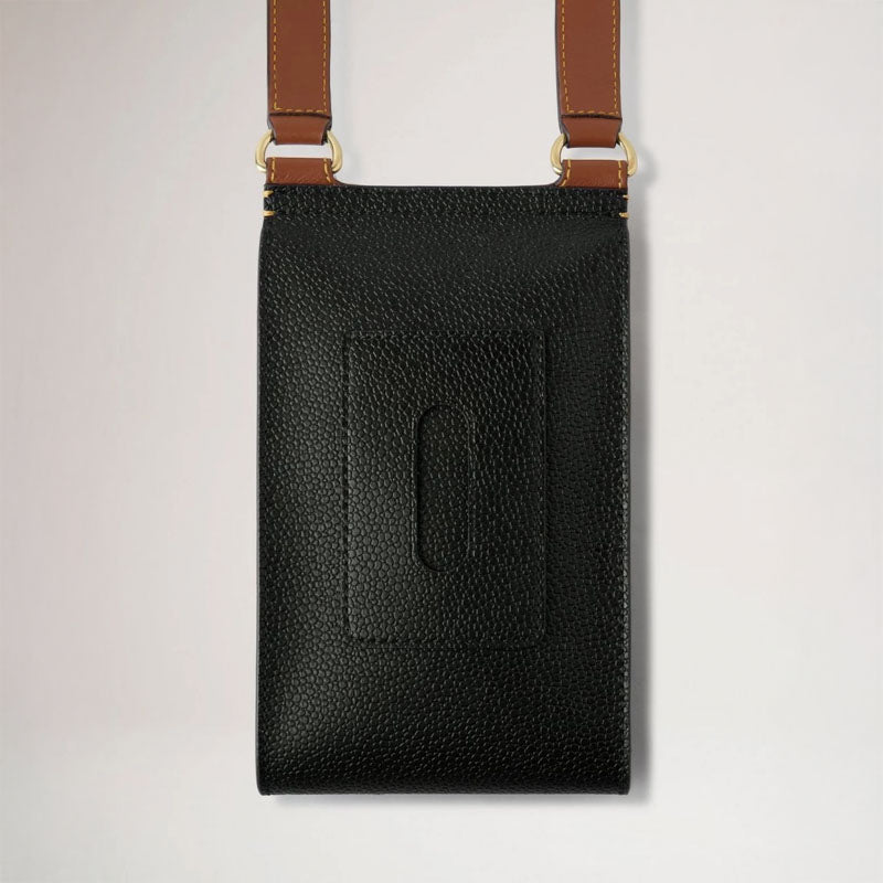 MULBERRY Mini Antony Pouch Eco Scotchgrain Bag in Black/Cognac