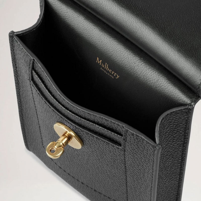 MULBERRY Mini Antony Pouch Eco Scotchgrain Bag in Black/Cognac