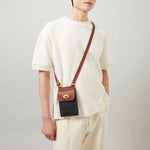 MULBERRY Mini Antony Pouch Eco Scotchgrain Bag in Black/Cognac