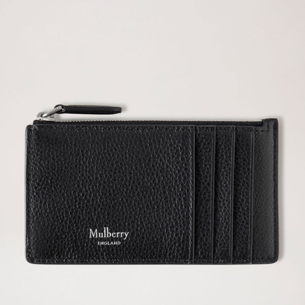 MULBERRY Continental Zipped Long Card Holder in Black Small Classic Grain