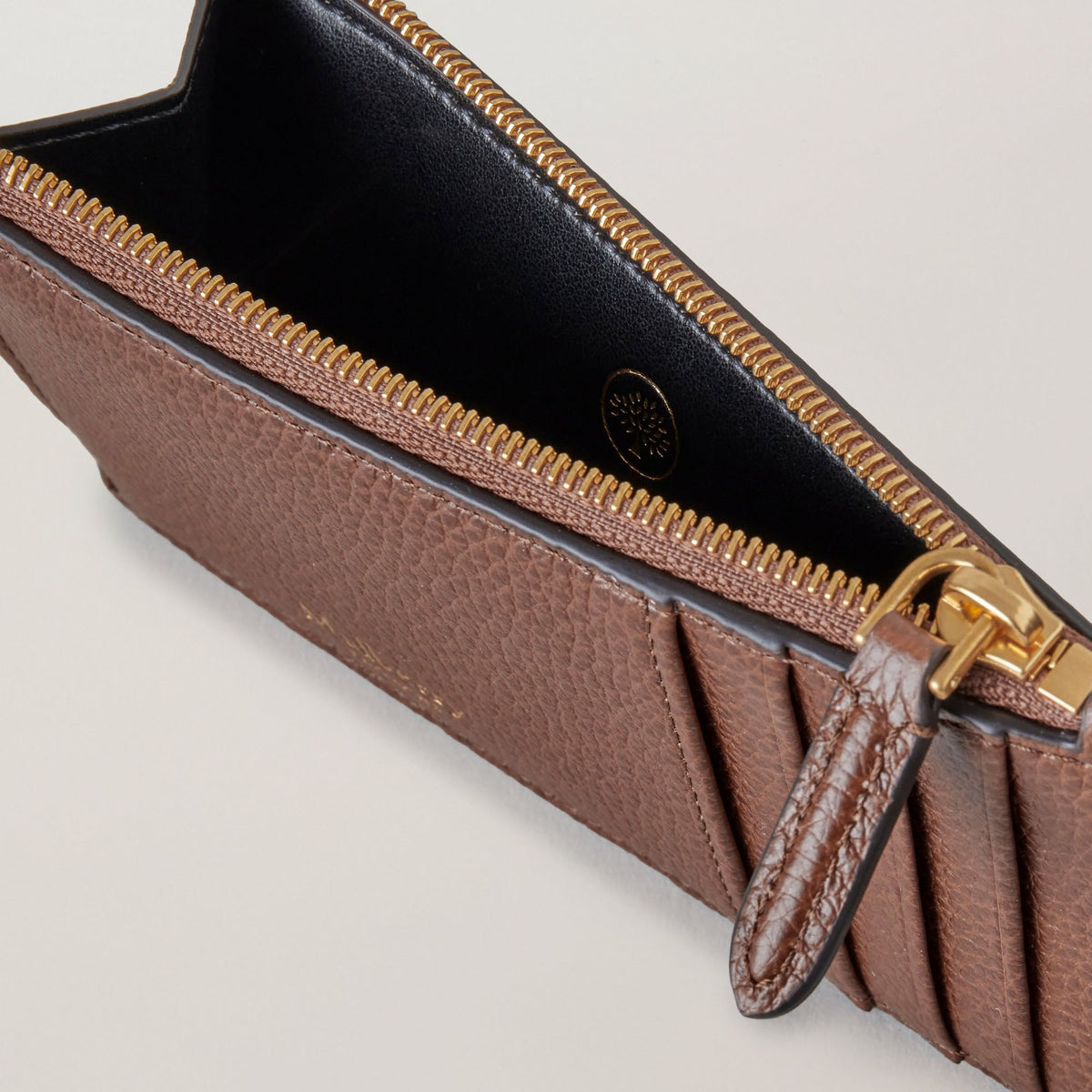 MULBERRY Zipped Long Card Holder Two-Tone Small Classic Grain in Oak