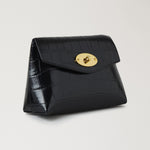 MULBERRY Darley Cosmetic Pouch Shiny Small Croc in Black
