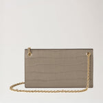 MULBERRY Amberly Clutch Shiny Small Croc in Cashmere Taupe