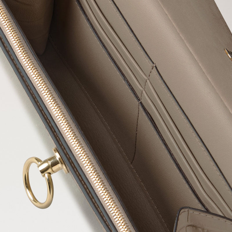 MULBERRY Amberly Clutch Shiny Small Croc in Cashmere Taupe