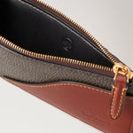 MULBERRY Heritage Zipped Long Card Holder Mole & Cognac Printed BioVeg Scotchgrain & Flat Calf