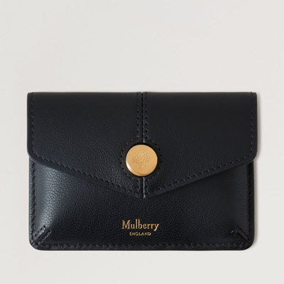 MULBERRY Press Stud Coin Pouch in Black Micro Classic Grain