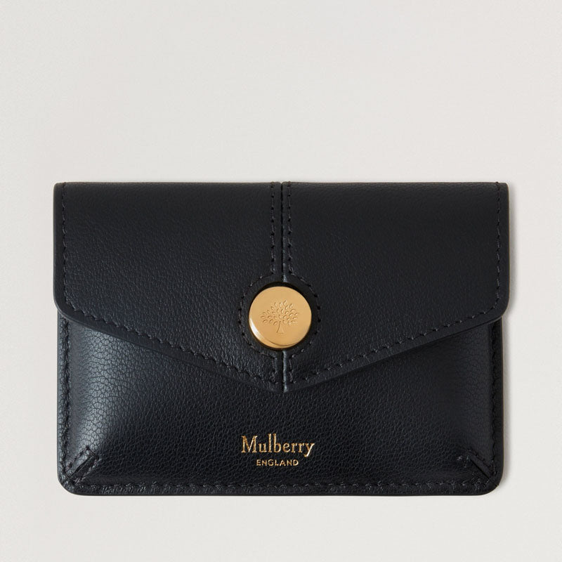 MULBERRY Press Stud Coin Pouch in Black Micro Classic Grain