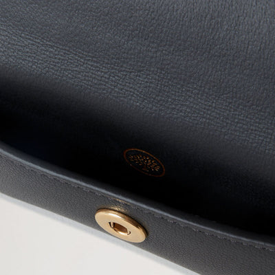 MULBERRY Press Stud Coin Pouch in Black Micro Classic Grain