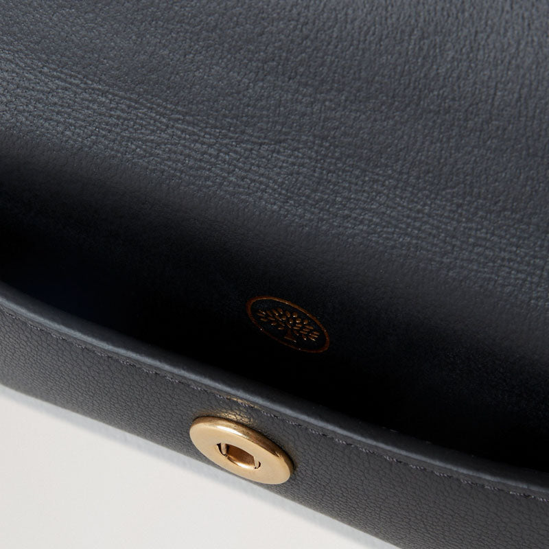 MULBERRY Press Stud Coin Pouch in Black Micro Classic Grain