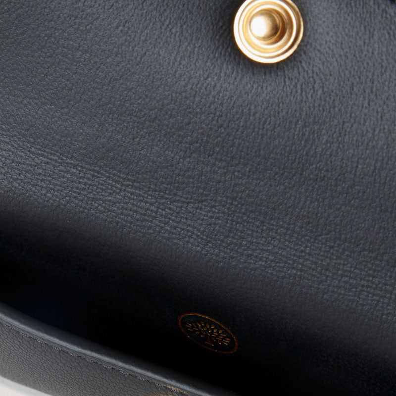 MULBERRY Press Stud Coin Pouch in Black Micro Classic Grain