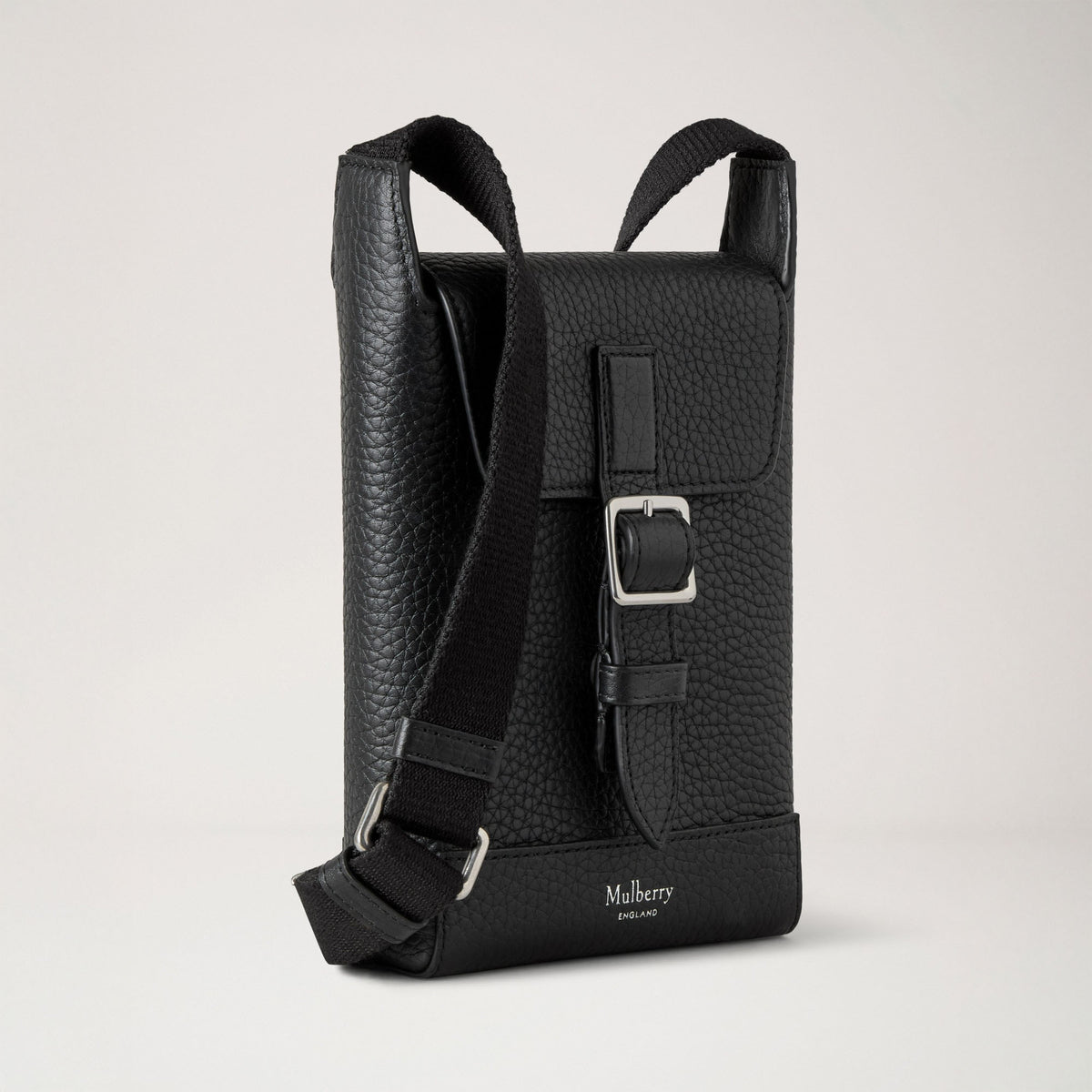 MULBERRY Chiltern Small Classic Grain Phone Pouch in Black
