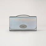 MULBERRY Lily Lizard Embossed Leather Clutch in Silver Iridescent