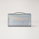 MULBERRY Lily Lizard Embossed Leather Clutch in Silver Iridescent