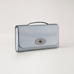 MULBERRY Lily Lizard Embossed Leather Clutch in Silver Iridescent