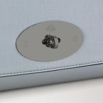 MULBERRY Lily Lizard Embossed Leather Clutch in Silver Iridescent