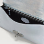 MULBERRY Lily Lizard Embossed Leather Clutch in Silver Iridescent
