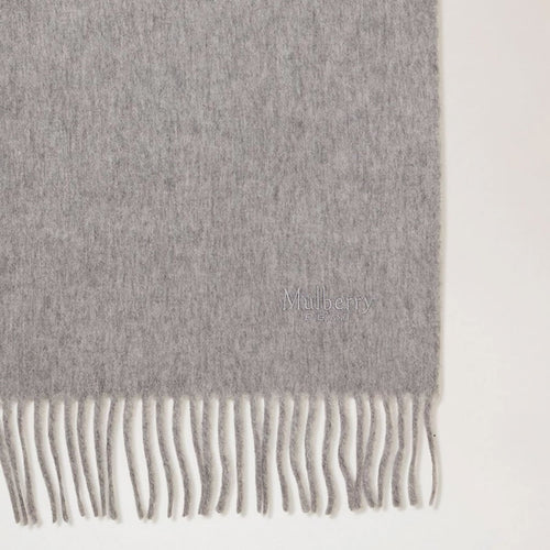 MULBERRY Small Solid Merino Wool Scarf in Light Grey Melange Merino Wool