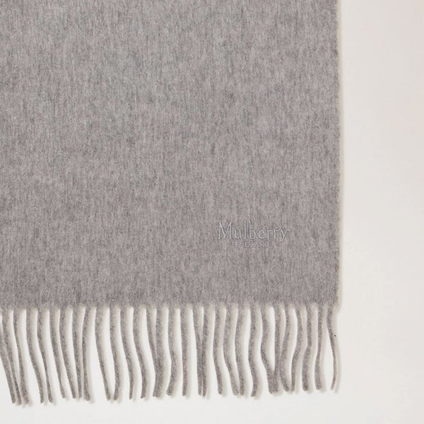 MULBERRY Small Solid Merino Wool Scarf in Light Grey Melange Merino Wool