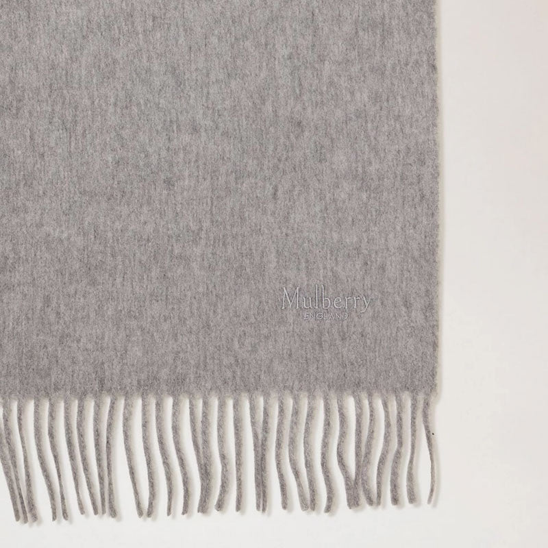MULBERRY Small Solid Merino Wool Scarf in Light Grey Melange Merino Wool