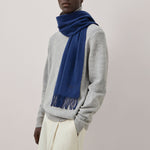 MULBERRY Small Solid Merino Wool Scarf in Stormy Blue Merino Wool