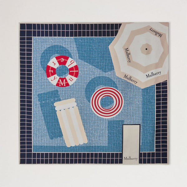 MULBERRY Summer Pool Square Scarf in Brighton-Night Sky