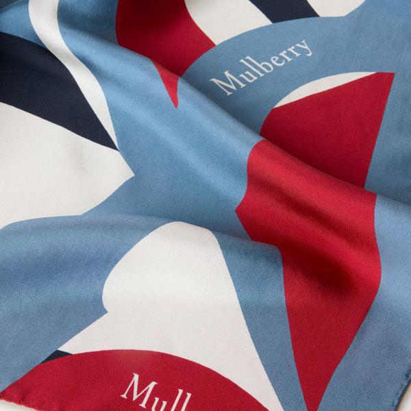 MULBERRY Colour Block Branded Square Scarf in Brighton-Night Sky
