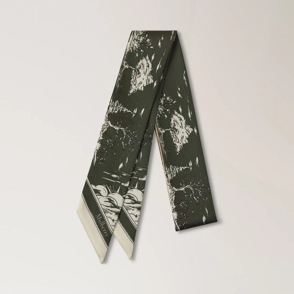 MULBERRY Skinny Scarf in British Park Juniper Green