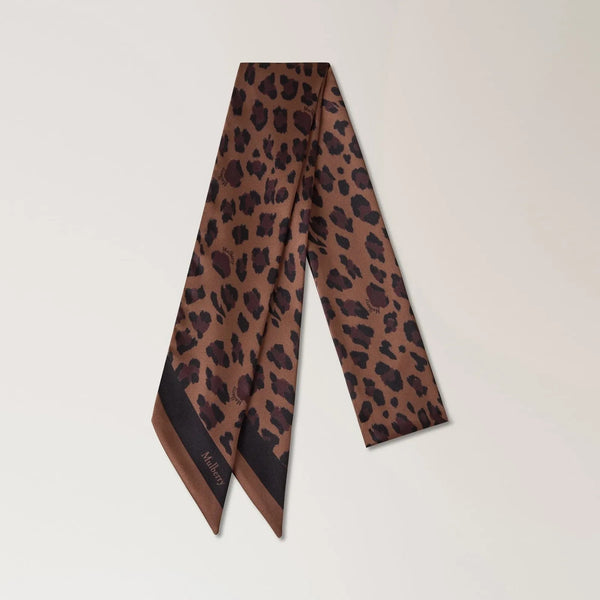 MULBERRY Skinny Scarf in Ebony Leopard