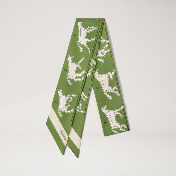 MULBERRY Chalk Horse Skinny Scarf in Fern