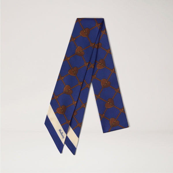 MULBERRY Heart Pocket Skinny Scarf in Pigment Blue