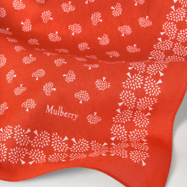 MULBERRY Small Square Scarf - Mulberry Tree in Coral Orange