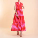 HANDPRINT DREAM APPAREL Geisha Dress in Stripe Pink