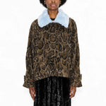 SAMDI Jameson Jacket in Leopard/Powder Blue