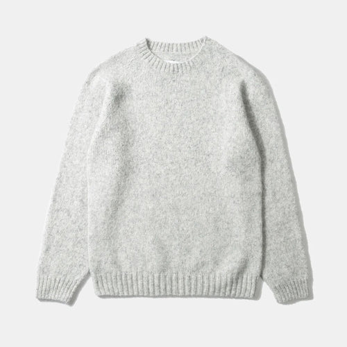 EDMMOND STUDIOS Glasgow Sweater in Plain Light Grey Melange