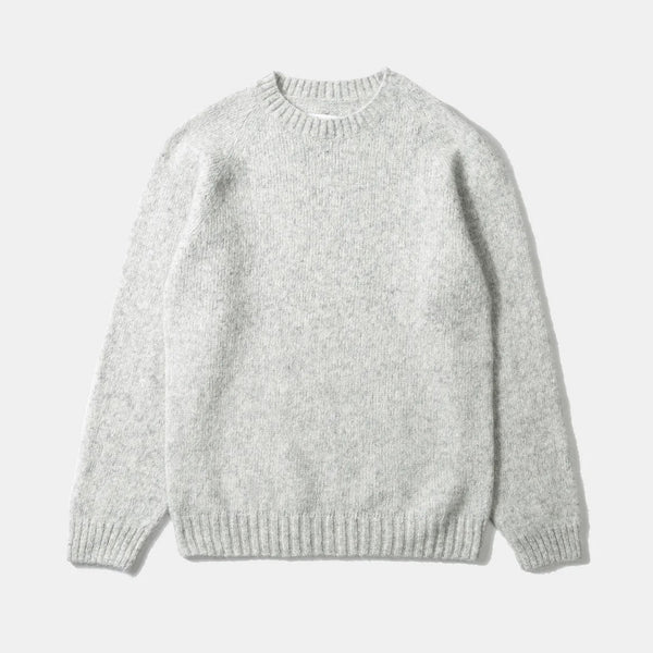 EDMMOND STUDIOS Glasgow Sweater in Plain Light Grey Melange