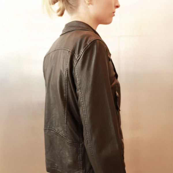 STUDIO KIN Grace Leather Biker Jacket in Black