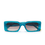 ZOE DE PASS Grace Rectangle Sunglasses in Blue Glitter