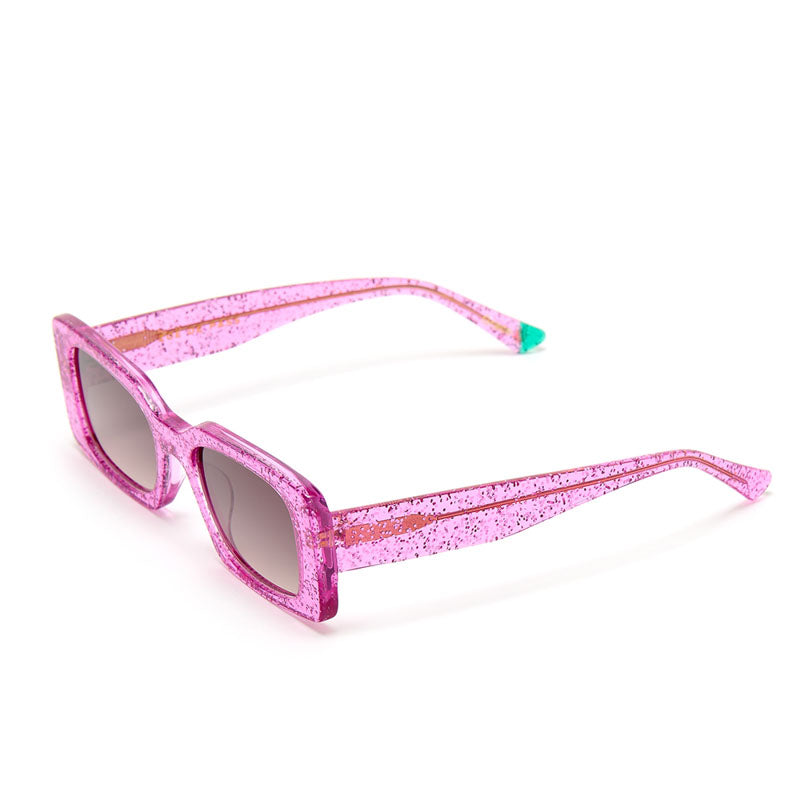 ZOE DE PASS Grace Rectangle Sunglasses in Pink Glitter