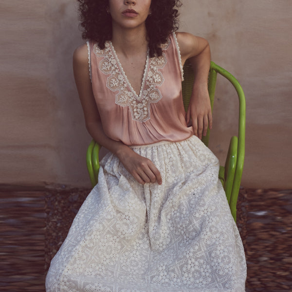 FAUNE Gracie Modal Satin Cami in Vintage Rose