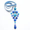 PHILIPPA KUNISCH Grand Gypsy Necklace in Blue Mix with Multi Ribbon