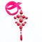 PHILIPPA KUNISCH Grand Gypsy Necklace in Red with Neon Pink Ribbon