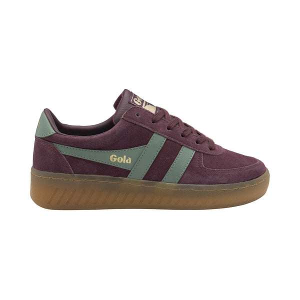 GOLA Grandslam Suede Trainer in Windsor Wine/Green Mist/Gum