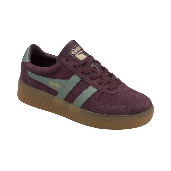 GOLA Grandslam Suede Trainer in Windsor Wine/Green Mist/Gum