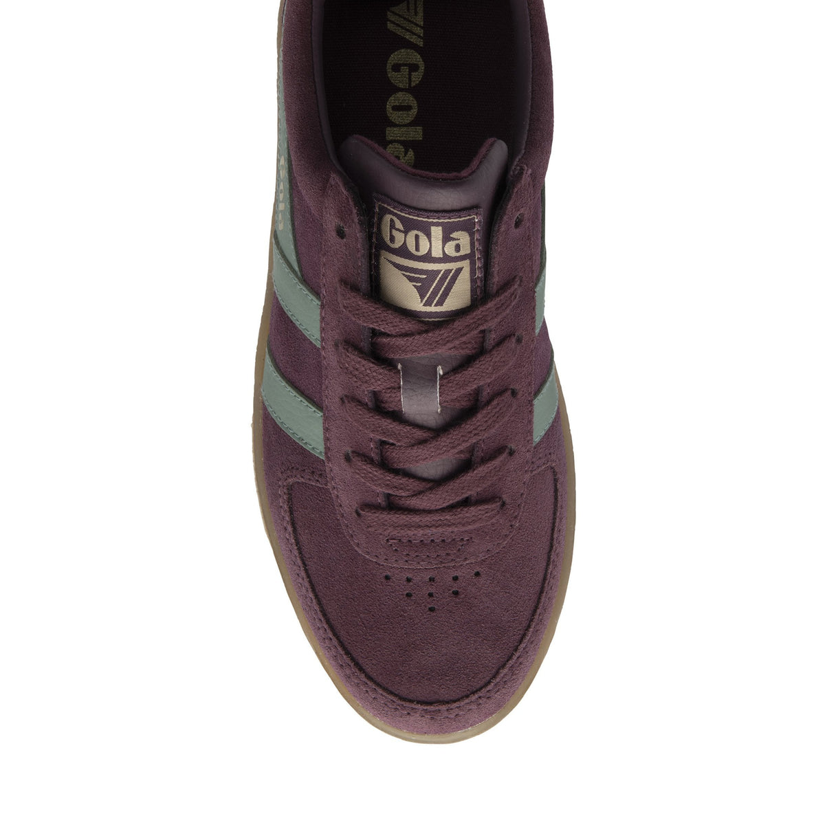 GOLA Grandslam Suede Trainer in Windsor Wine/Green Mist/Gum