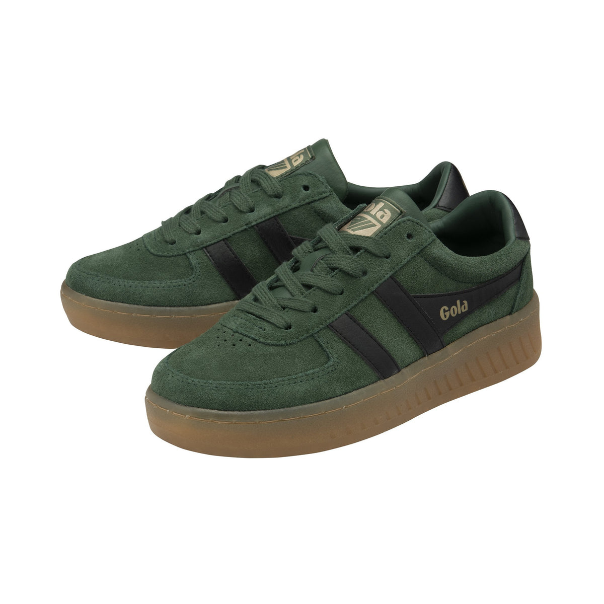 GOLA Grandslam Suede Trainer in Evergreen/Black/Gum