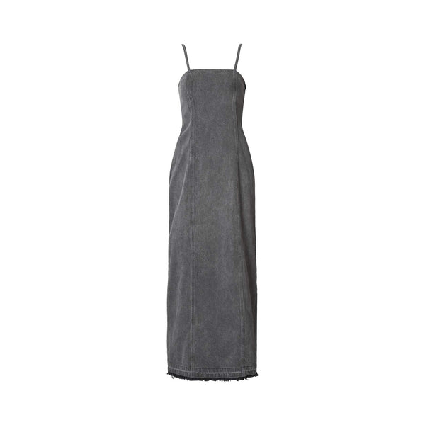 RABENS SALONER Anizette Grey Denim Fitted Dress in Washed Grey