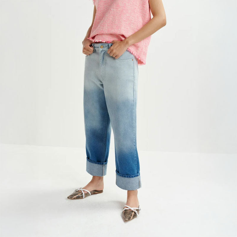 ESSENTIEL ANTWERP Habille Dip Dye Jeans in Aqua Blue