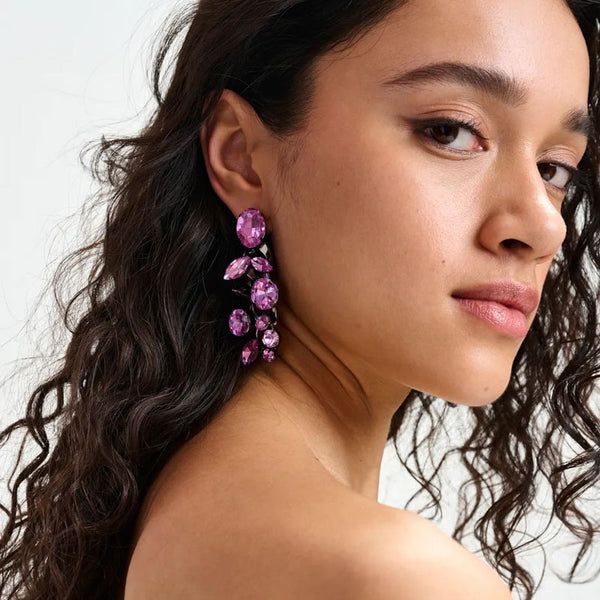 ESSENTIEL ANTWERP Halias Rhinestone Earrings  in Pure Pink