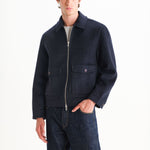 WAX LONDON Hamblin Double Face Check Wool Jacket in Navy