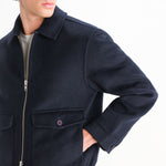 WAX LONDON Hamblin Double Face Check Wool Jacket in Navy